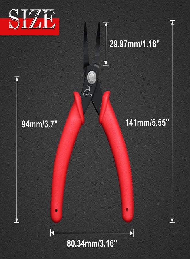 GOLD DEER 5.5 Inches Bent Nose Pliers With Serrated Jaw Bent Long Nose Pliers Mini Curved Nose Pliers Precision Pliers Jewelry Making Tool Functional Micro Professional Tool For Gripping Bending Wires - Image 3