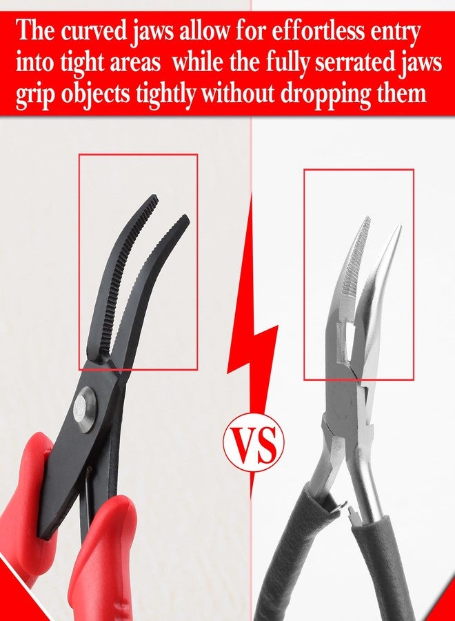 GOLD DEER 5.5 Inches Bent Nose Pliers With Serrated Jaw Bent Long Nose Pliers Mini Curved Nose Pliers Precision Pliers Jewelry Making Tool Functional Micro Professional Tool For Gripping Bending Wires - Image 5