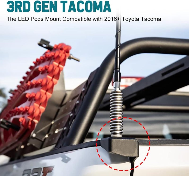 NORTHYUN samman LED Pod Mount CB Antenna Whip Flag Mounting Bracket Compatible with Toyota Tacoma 2016+ Driver Side 1PC Fine detail - Image 2