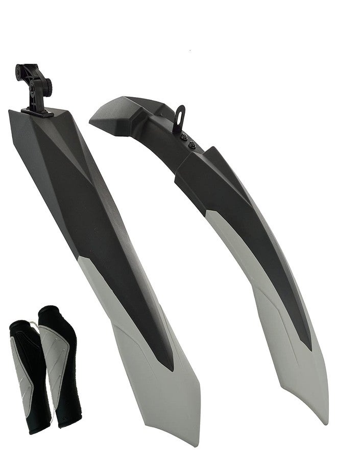 Shrenik Cycle Mudguard Grip Set Combo Compatible 26, 27.5, 29 Inch Cycle Flying Bicycle Fender Plastic Front Back || Handlebar Grip Soft Rubber Non Toxic 12.5cm || Color Grey - Image 1