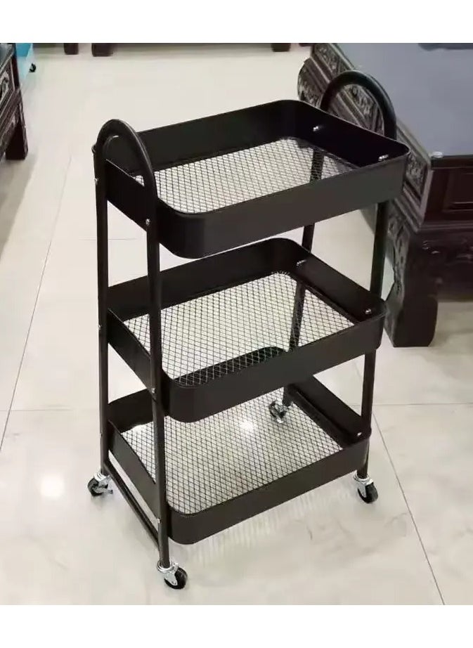 VIO 3 Tier Utility Rolling Cart with Wheels Multifunctional Trolley Storage for Home Kitchen Bathroom Bedroom Office Restaurant Cafe Portable Rolling Cart Pantry Beauty Makeup Accessories Plants Organizer  - Image 2