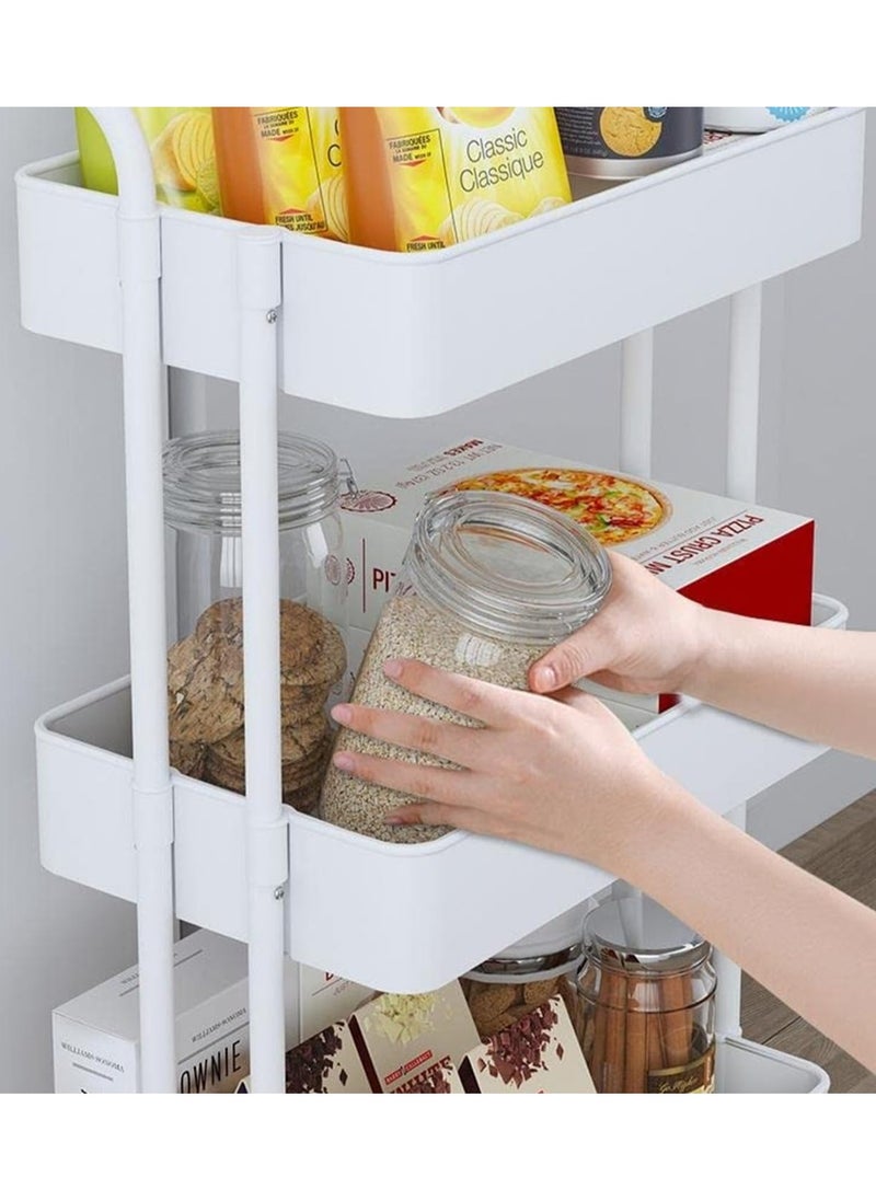 VIO 3 Tier Utility Rolling Cart with Wheels Multifunctional Trolley Storage for Home Kitchen Bathroom Bedroom Office Restaurant Cafe Portable Rolling Cart Pantry Beauty Makeup Accessories Plants Organizer  - Image 3