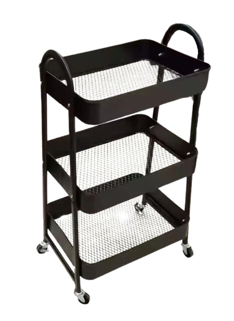 VIO 3 Tier Utility Rolling Cart with Wheels Multifunctional Trolley Storage for Home Kitchen Bathroom Bedroom Office Restaurant Cafe Portable Rolling Cart Pantry Beauty Makeup Accessories Plants Organizer  - Image 5