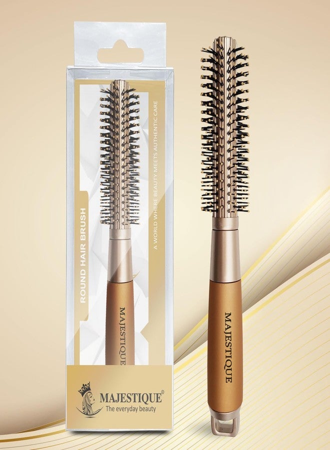 Majestique Round Hair Brush for Women & Men - Blow Drying & Curling Comb Brush - Heat-Resistant Nylon Bristles with Ball Tips - Gold Handle for Volume & Shine - Image 5