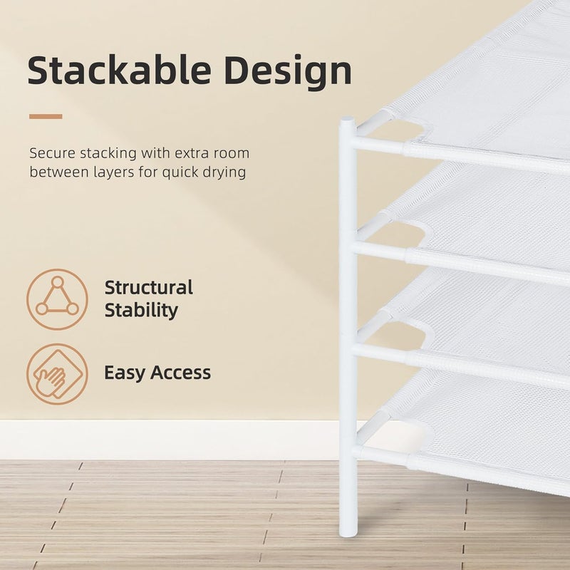 STORAGE MANIAC Sweater Drying Rack, Mesh Clothes Drying Rack, Stackable Laundry Drying Rack, Lay Flat Dryer for Delicates, Portable Dry Rack for Indoor or Outdoor, White, 4-Pack - Image 5
