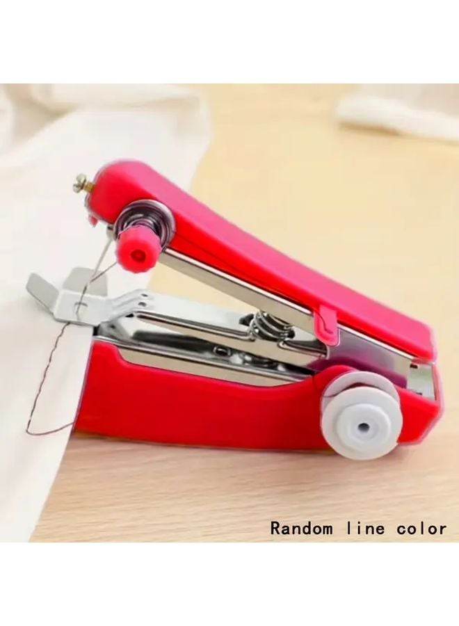 1pc Red Portable Handheld Sewing Machine Compact Manual Adjustable Tension Quick Repairs - Image 1