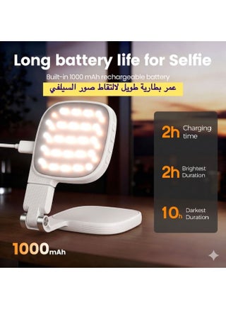 Magnetic Seifie Light With Full Screen Makeup Mirror ,48 LEDS , 10 levels, 3 color Models,Adjustable Angles,USB C Rechargeble , Compatible with Magsafe  & All Phone for Zoom , Makeup, Photography,Video Calls (WHITE) - view 3