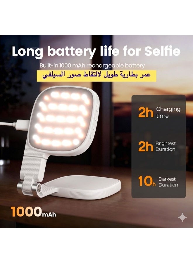 Rofee Magnetic Seifie Light With Full Screen Makeup Mirror ,48 LEDS , 10 levels, 3 color Models,Adjustable Angles,USB C Rechargeble , Compatible with Magsafe  & All Phone for Zoom , Makeup, Photography,Video Calls (WHITE) - Image 3