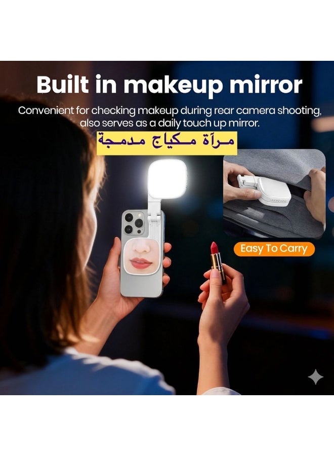 Rofee Magnetic Seifie Light With Full Screen Makeup Mirror ,48 LEDS , 10 levels, 3 color Models,Adjustable Angles,USB C Rechargeble , Compatible with Magsafe  & All Phone for Zoom , Makeup, Photography,Video Calls (WHITE) - Image 2