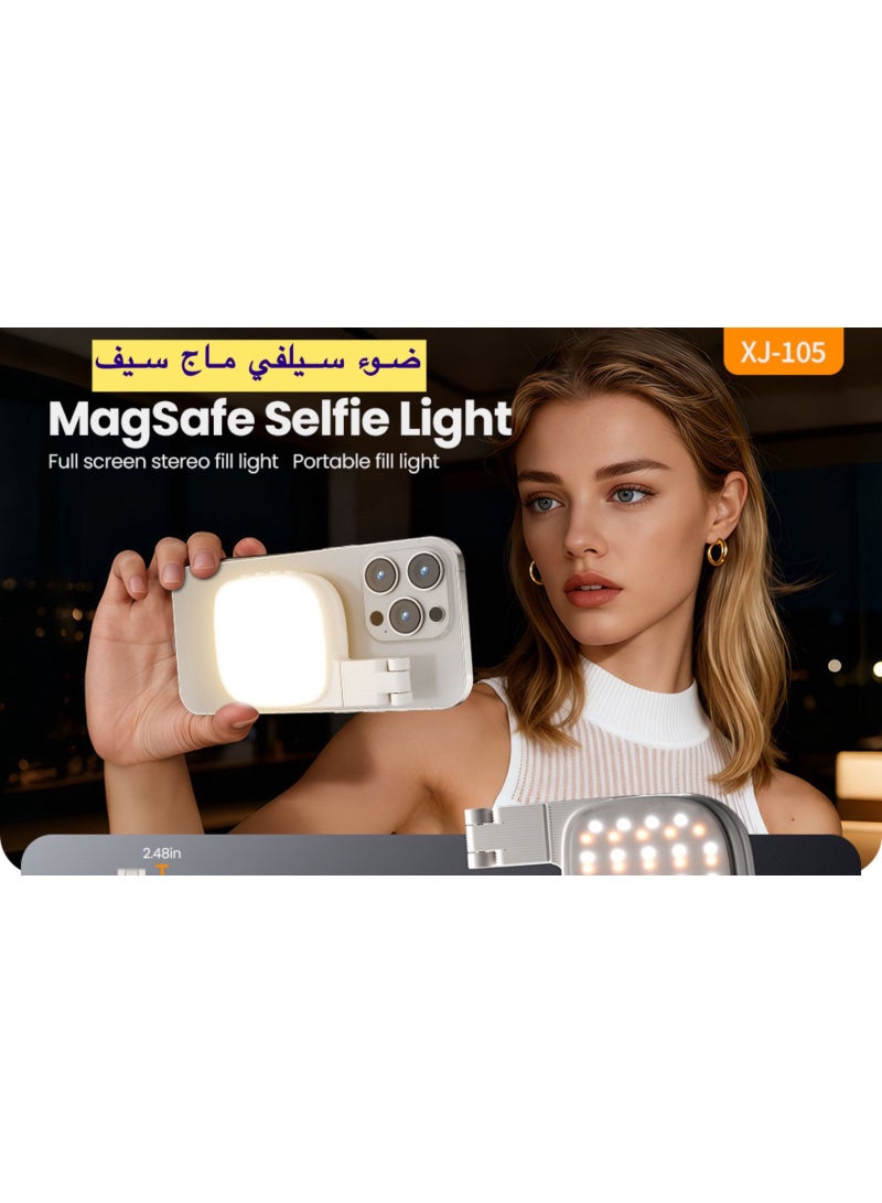 Rofee Magnetic Seifie Light With Full Screen Makeup Mirror ,48 LEDS , 10 levels, 3 color Models,Adjustable Angles,USB C Rechargeble , Compatible with Magsafe  & All Phone for Zoom , Makeup, Photography,Video Calls (WHITE) - Image 4