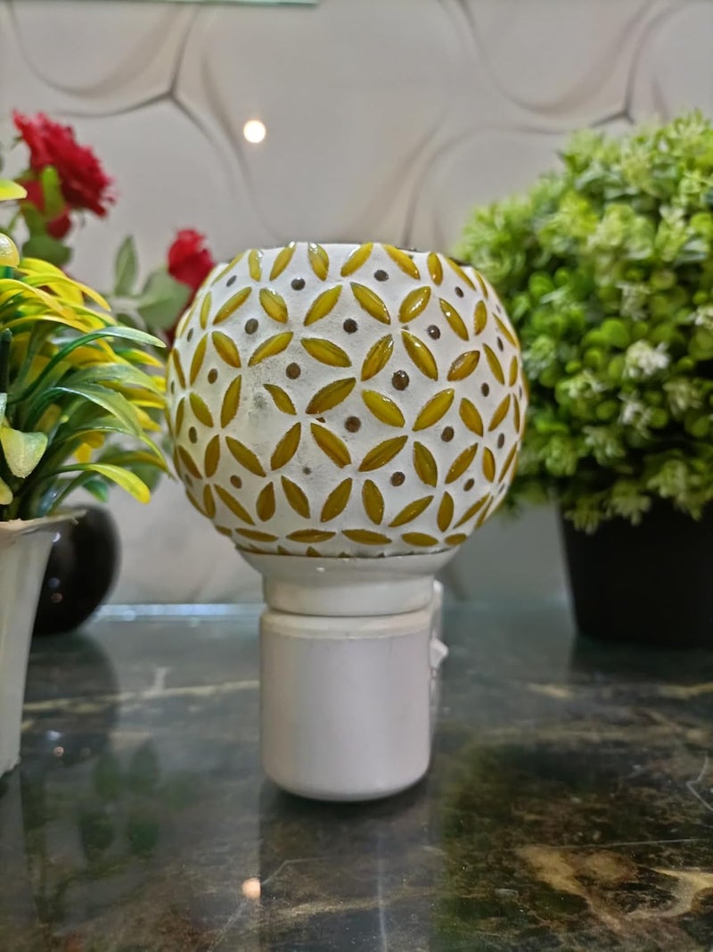 Orzinpro Multipurpose Kapoor Dani Night Lamp Aroma Burner Electric Incense Burner Aroma Kapoor Dani Electric Kapur Burner Electric Dhoop Dani for Home Office Yellow Ceramic - Image 5