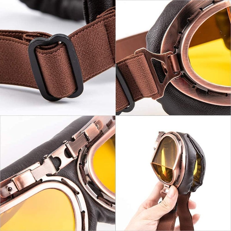 MUXSAM Vintage Motorcycle Goggles ATV Motocross Dirt Bike Racing Riding Off Road Glasses Eyewear Adults Men Women (Yellow) - Image 5