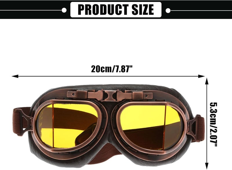 MUXSAM Vintage Motorcycle Goggles ATV Motocross Dirt Bike Racing Riding Off Road Glasses Eyewear Adults Men Women (Yellow) - Image 2