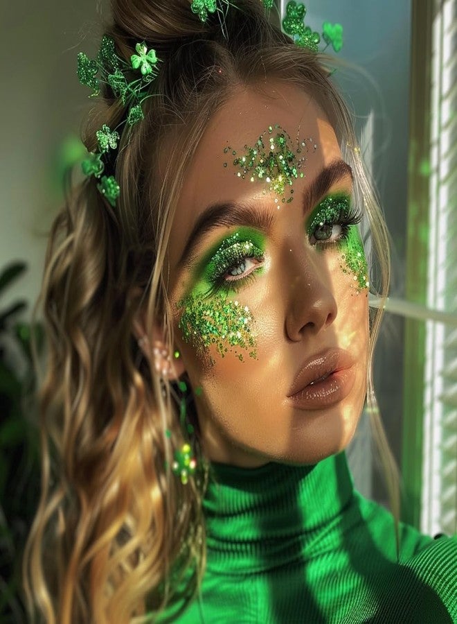 Mysense Green Body Glitter Stick, St Patricks Day Accessories, Face Hair Glitter Gel for Kids, Festival Rave Outfit for Women, Sparkling Mermaid Sequins Chunky Glitter Makeup, 0.56oz - Image 2