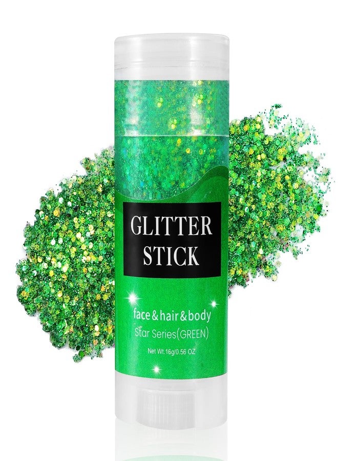 Mysense Green Body Glitter Stick, St Patricks Day Accessories, Face Hair Glitter Gel for Kids, Festival Rave Outfit for Women, Sparkling Mermaid Sequins Chunky Glitter Makeup, 0.56oz - Image 1