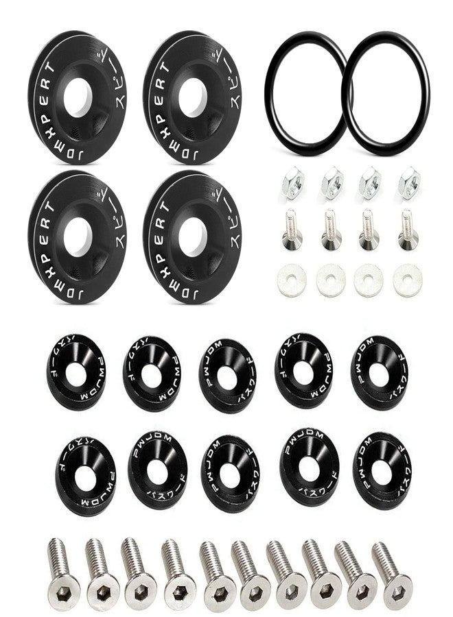 XOTIC TECH x xotic tech 10Pcs Fender Bumper Engine Bay Washer Bolt M6x20mm T6 Grade CNC Billet Aluminum + 4Pcs JDM Quick Release Fasteners Dress Up Kit (Black) - Image 2