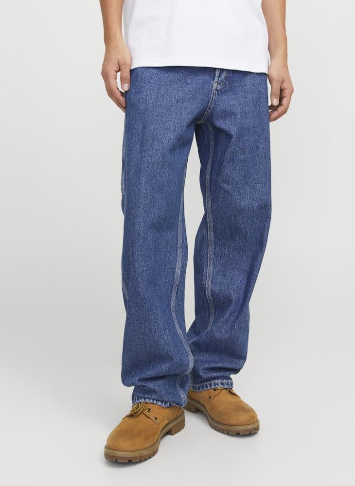 JACK & JONES - Jjialex Jjcarpenter Mf 840 Mid Wash Stright Fit Jeans - Image 1