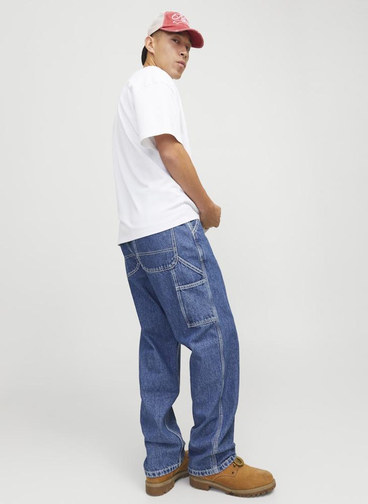 JACK & JONES - Jjialex Jjcarpenter Mf 840 Mid Wash Stright Fit Jeans - Image 1
