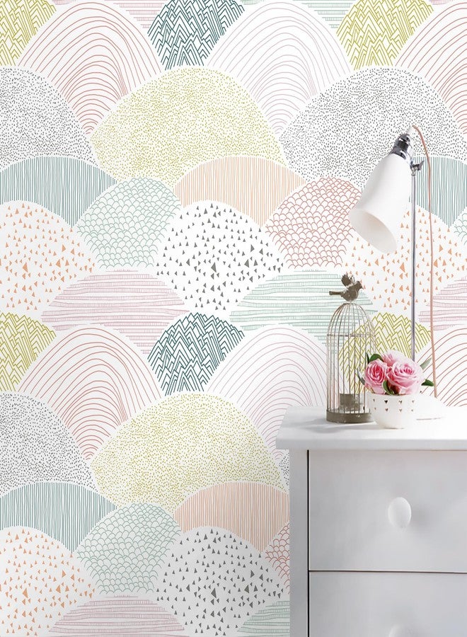 Toduso Peel and Stick Wallpaper Dot/Line Contact Paper Cute Colorful Wallpaper 15.5''x78.7'' Removable Self-Adhesive Wallpaper Room Decor Wall Covering Vinyl Rolls - Image 1