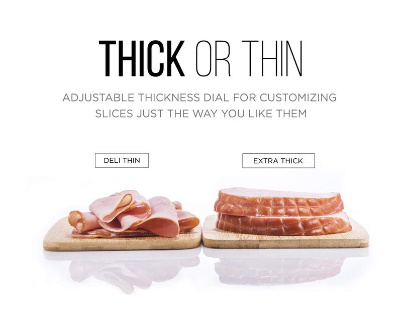 Chefman Electric Deli Slicer With Adjustable Slices, Stainless Steel Blades, Safe Feet - For Ham, Cheese, Bread, Fruit & Veggies - Image 3