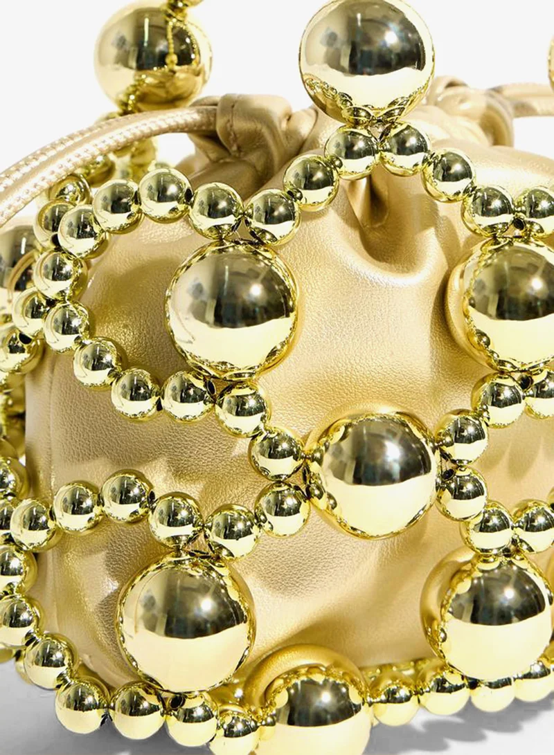 Styli  Gold Tone Beads Embellished Drawstring Bag for Women | Best Price UAE