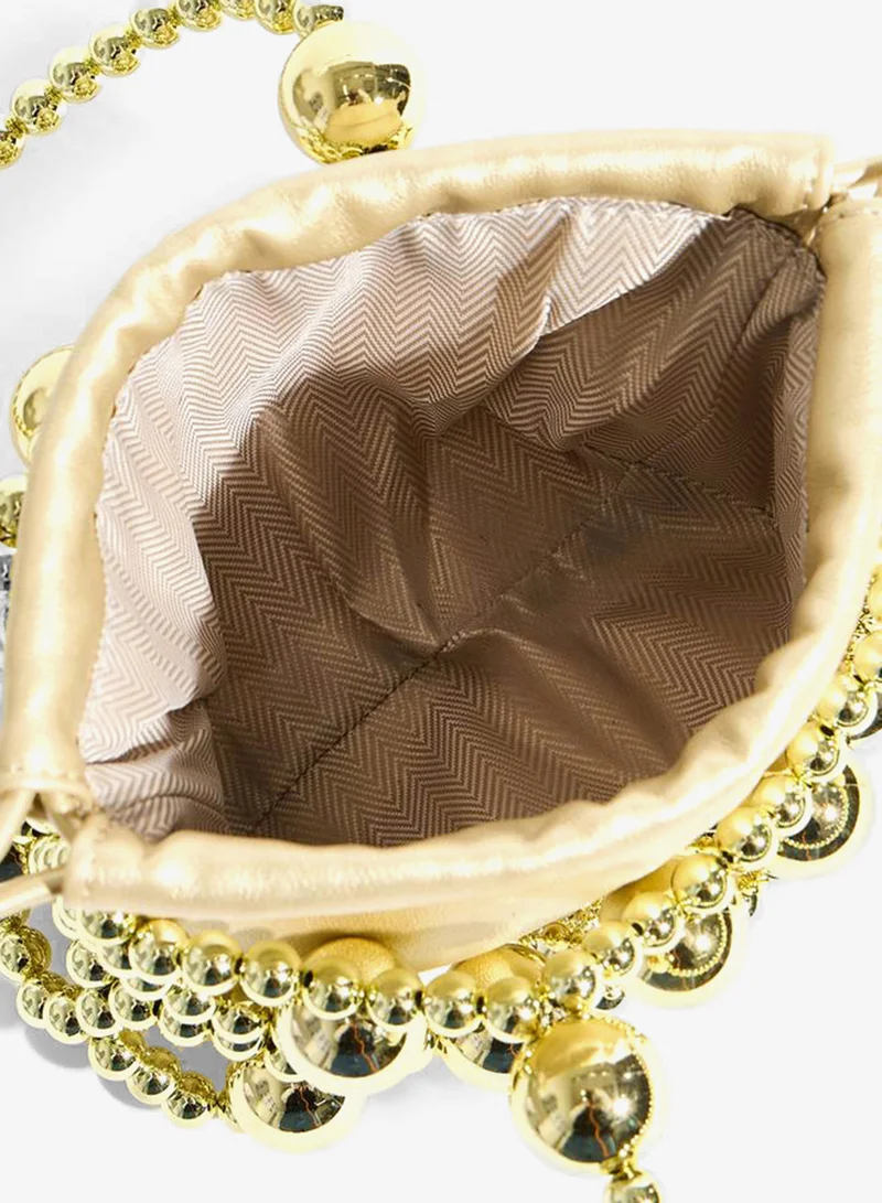 Styli  Gold Tone Beads Embellished Drawstring Bag for Women | Best Price UAE