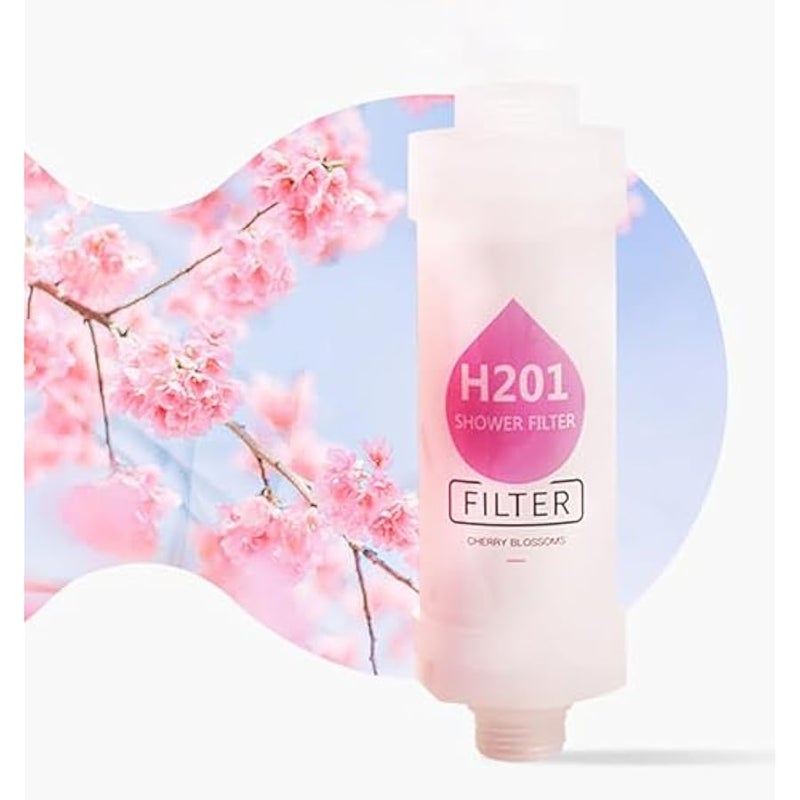 Shower Head Filter Bathroom Accessories for Hard Water Filter Vitamin C Replacement Cartridge Remove Chlorine Fluoride Heavy Metals Improves Skin Condition Protects Hair Cherry Blossoms Scent - Image 1