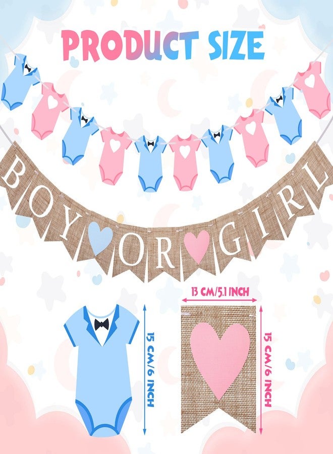 Trandraft 2 Pcs Gender Reveal Party Decorations Pre-Strung Boy or Girl Burlap Baby Shower Banner and Bodysuits Clothesline Garland Baby Outfit for Gender Reveal Birthday Baby Shower Party Decorations - Image 4