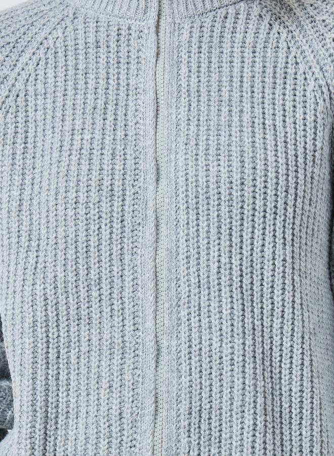 Styli Grey Regular Fit Zip Up Sweater - Image 4