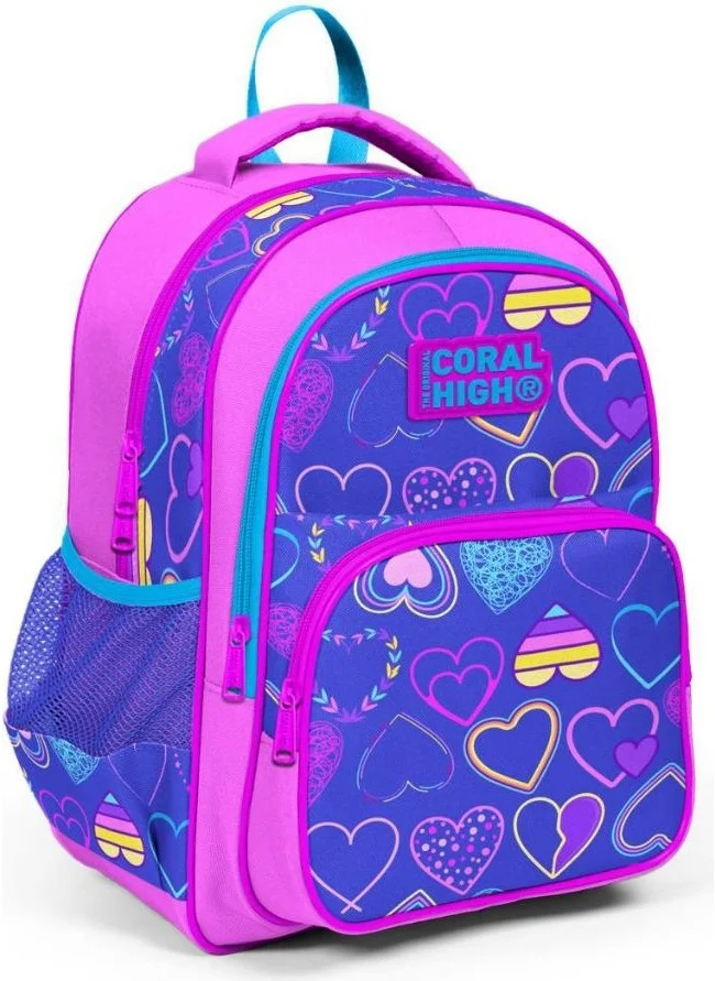 كورال هاي Kids Light Pink Lavender Heart Patterned 2-pack School Bag Set GOSET0223401