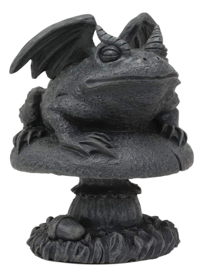 Ebros Gift Ebros Gothic Horned Toad Frog Gargoyle with Wings Crouching On Toadstool Mushroom Figurine Mythical Fantasy Decor of Gargoyles Statue 5" Tall for Medieval Renaissance Castles and Cathedrals Fans - Image 1