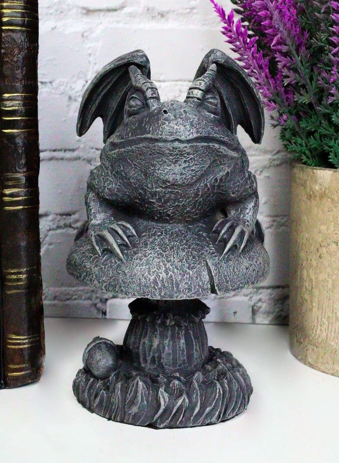 Ebros Gift Ebros Gothic Horned Toad Frog Gargoyle with Wings Crouching On Toadstool Mushroom Figurine Mythical Fantasy Decor of Gargoyles Statue 5" Tall for Medieval Renaissance Castles and Cathedrals Fans - Image 2
