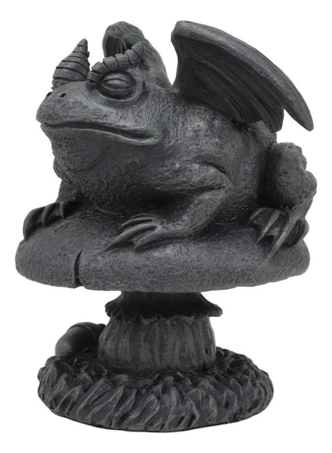 Ebros Gift Ebros Gothic Horned Toad Frog Gargoyle with Wings Crouching On Toadstool Mushroom Figurine Mythical Fantasy Decor of Gargoyles Statue 5" Tall for Medieval Renaissance Castles and Cathedrals Fans - Image 3