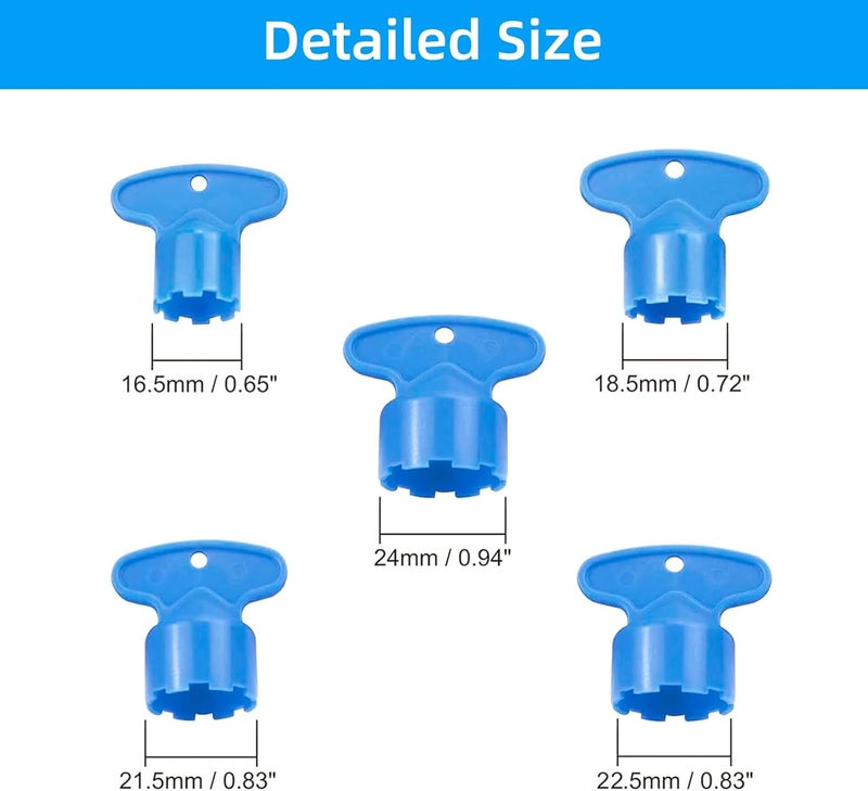 Hibbent 10 Pieces Faucet Aerator Key, Aerator Wrench with a Ring for Easy Storage Removal Wrench Tool for M16.5 M18.5 M21.5 M22.5 M24 5 Set (Pack of 2) - Image 4