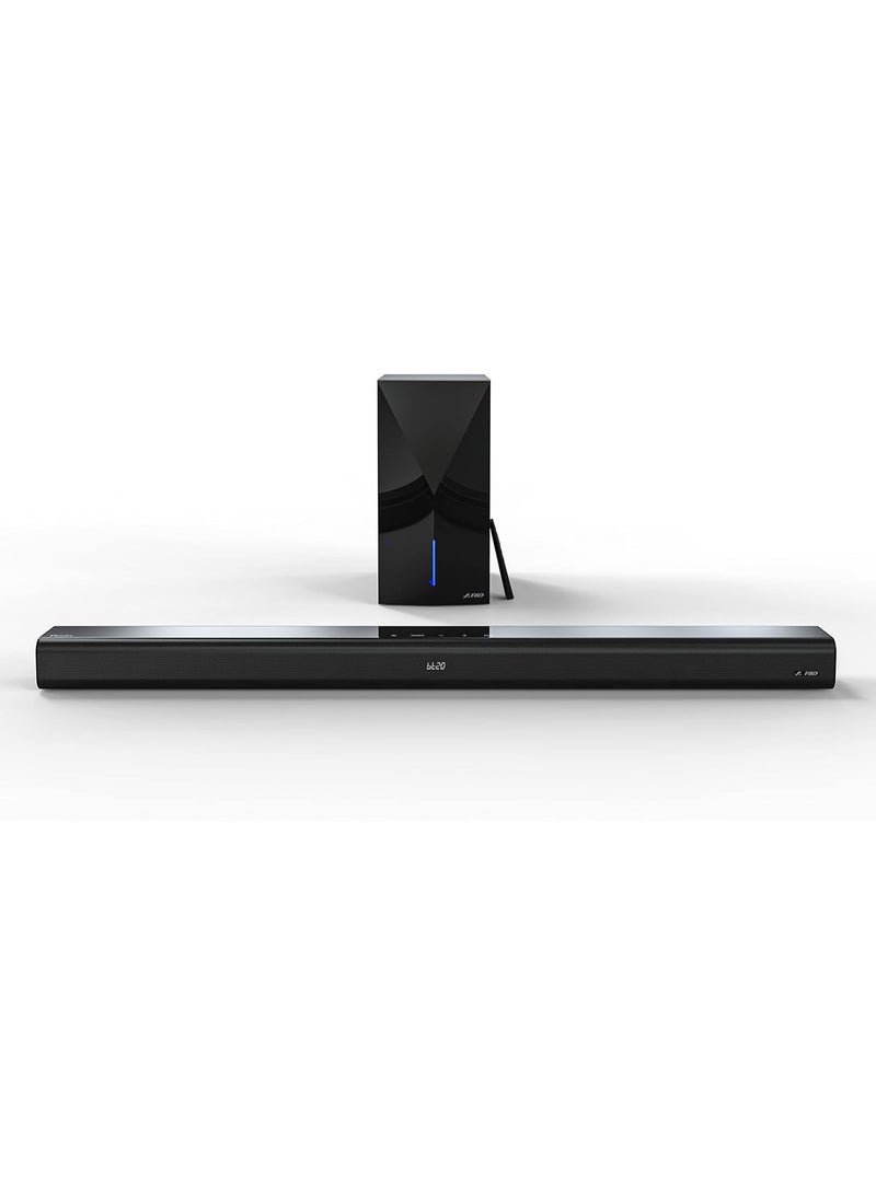 F&D HT388D – 2.1 Bluetooth Soundbar Speaker 120W RMS USB + SD + AUX + HDMI + Optical | RGB LED | Remote Control - Image 4
