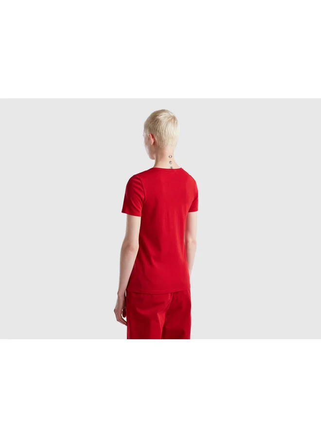 UNITED COLORS OF BENETTON T-Shirt In 100% Cotton With Glitter Print Logo