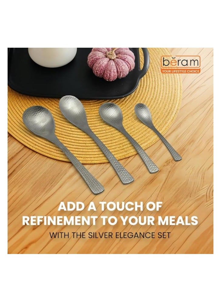 بيرام طقم أدوات مائدة BERAM سيلفر إليجانس – طقم من الستانلس ستيل، 9 قطع، تصميم أنيق، هيكل متين، أدوات مائدة وملاعق وشوك للاستخدام اليومي، أدوات مطبخ لتناول الطعام. - Image 3