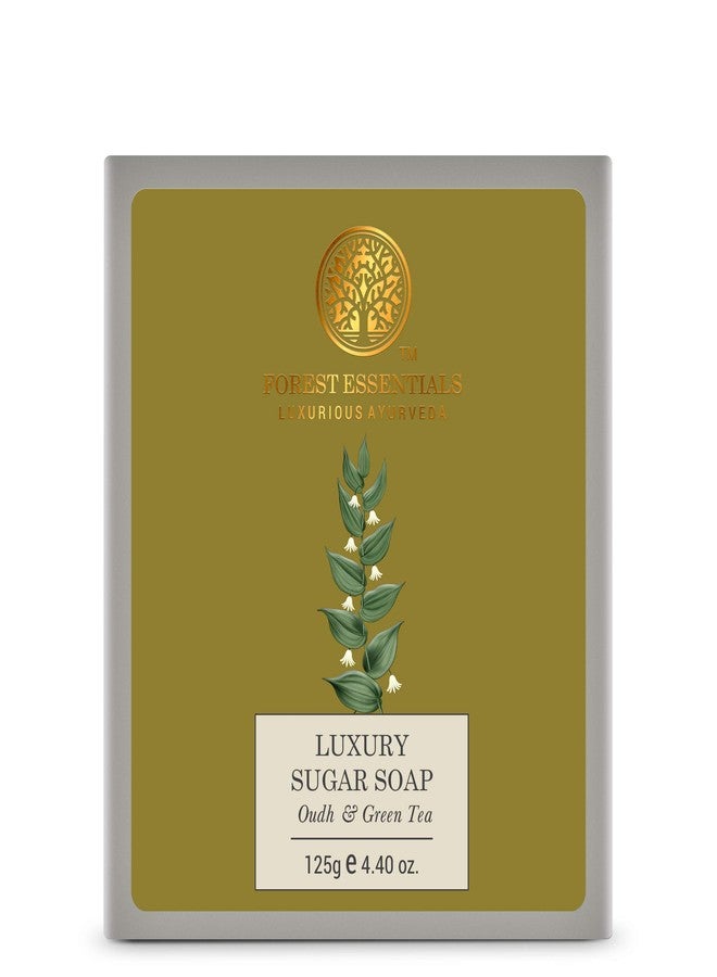 Forest Essentials Luxury Sugar Soap Oudh & Green Tea 125g - Image 1