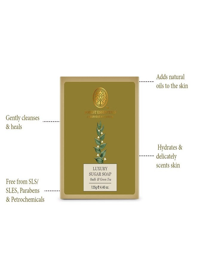 Forest Essentials Luxury Sugar Soap Oudh & Green Tea 125g - Image 3
