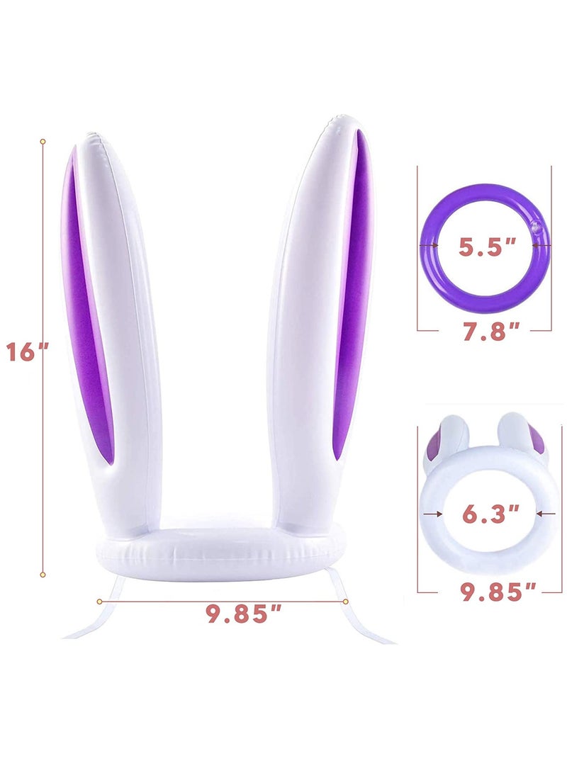 KASTWAVE 3 Pack Inflatable Bunny Easter Ring Toss Game Easter Rabbit Ears Hat with Rings Toss Funny Games Inflatable Toys Gift for Kid Family School Party Favor Indoor Outdoor Toss Game - Image 5