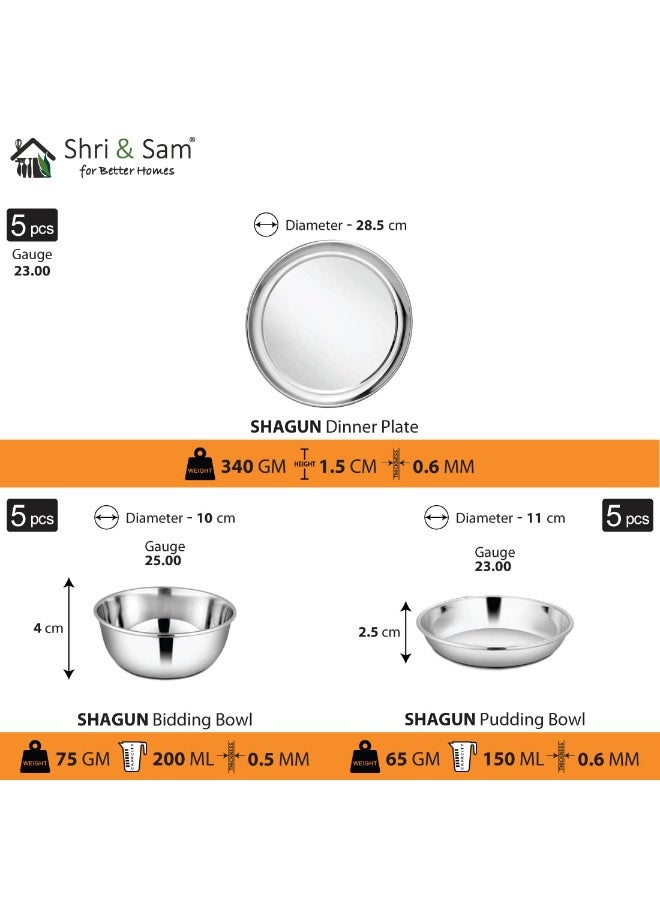Shri & Sam Stainless Steel Shagun Solid Dinner Set (30 Pcs Set) - Image 4