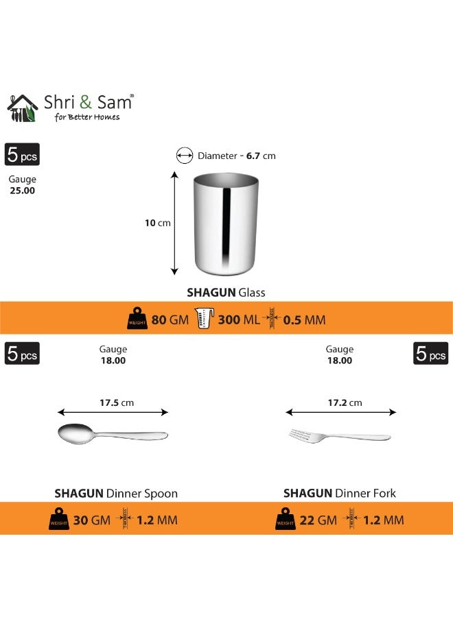 Shri & Sam Stainless Steel Shagun Solid Dinner Set (30 Pcs Set) - Image 2