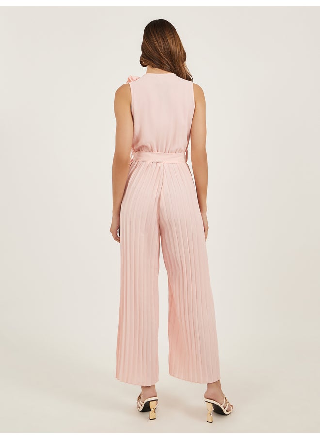 Styli Styli Solid Wrap Look Pleated Wide Leg Jumpsuit  - Image 4