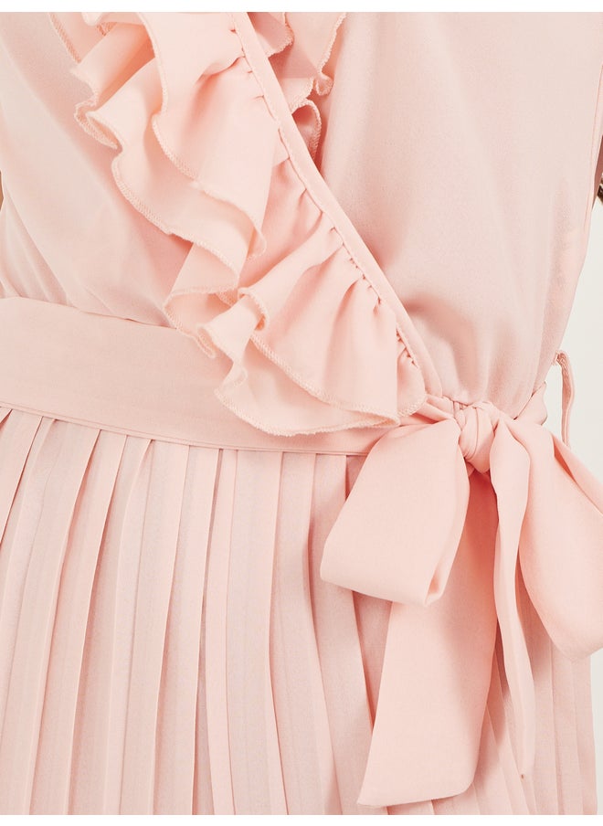 Styli Styli Solid Wrap Look Pleated Wide Leg Jumpsuit  - Image 3