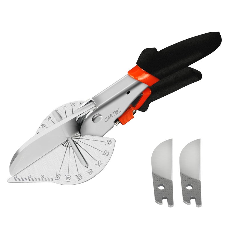 GARTOL Miter Shears- Multifunctional Trunking Shears for Angular Cutting of Moulding and Trim, Adjustable at 45 to 135 Degree, Hand Tools for Cutting Soft Wood, Plastic, PVC, with Replacement Blades - Image 1