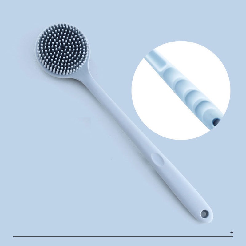Long Handle Double Sided Silicone Bath Brush for Back Scrub & Massage