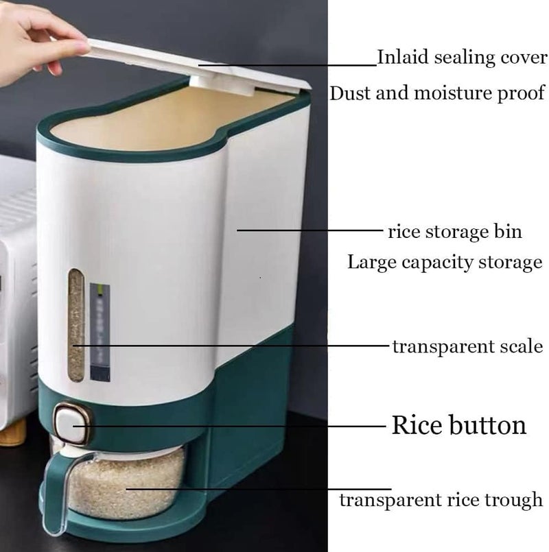 Delavala Delavala Rice Dispenser With Measuring Cup 5Kg Grain Storage Bin Storage Box Large Kitchen Food Grain Storage Container Household Rice Bucket With Lid Grain Rice Storage Tank Rice Holder  - Image 3