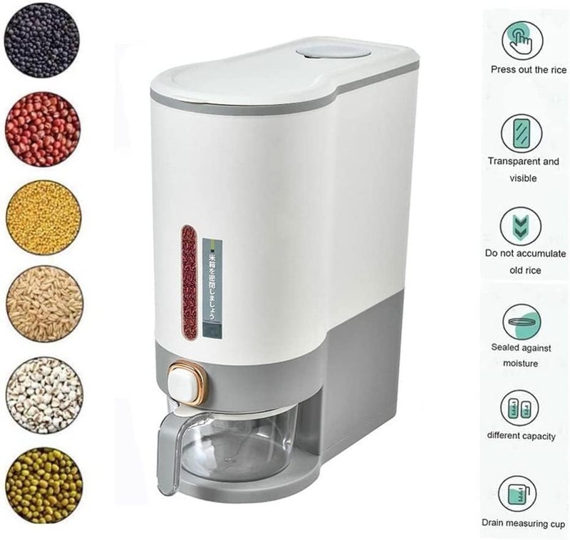 Delavala Delavala Rice Dispenser With Measuring Cup 5Kg Grain Storage Bin Storage Box Large Kitchen Food Grain Storage Container Household Rice Bucket With Lid Grain Rice Storage Tank Rice Holder  - Image 4