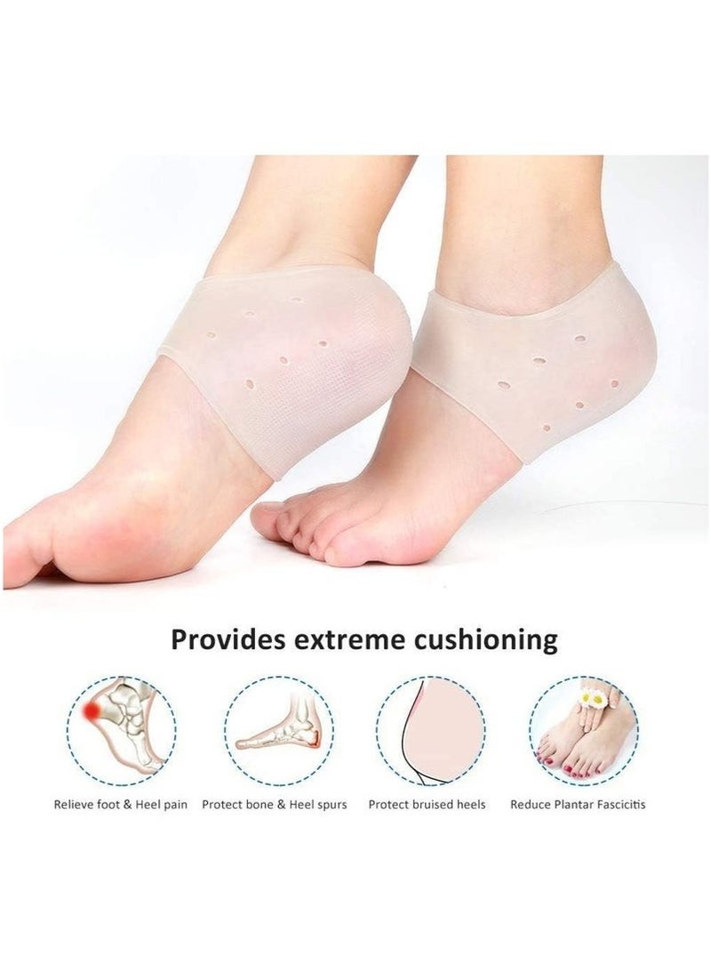 8PCS Plantar Fasciitis Inserts Pads,Gel Heel Cushion,Silicone Heel Protectors,Heel Guards & Heel Cups to Repair Dry Cracked Heel and Reduce Pains of Plantar Fasciitis,Heel Sore - Image 2