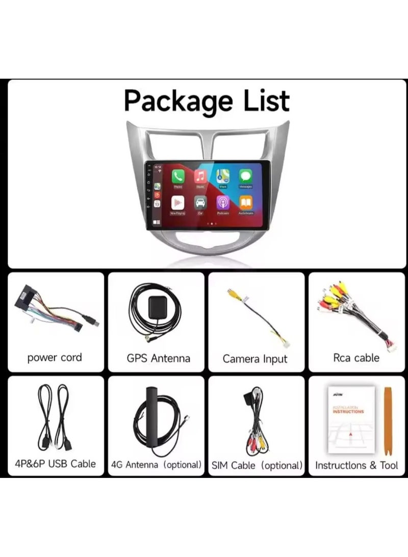 Hyundai Accent 2012-2017 screen The screen runs on Android and supports the following features: Android Auto and Apple Car Play, which allows you to easily connect your phone and display it on the screen. It also supports a high display resolution of up to 1080 pixels, making it excellent for displaying information more clearly.